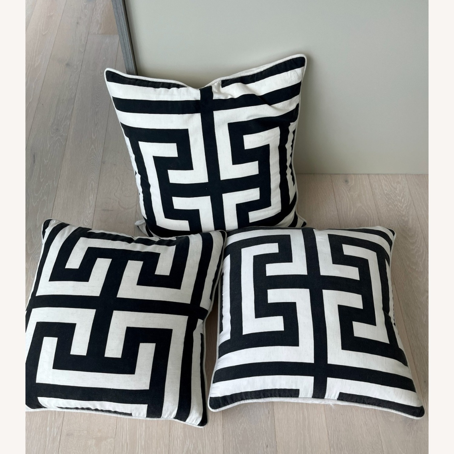 Houzz White Fabric Pillow Set of 3 - image-1