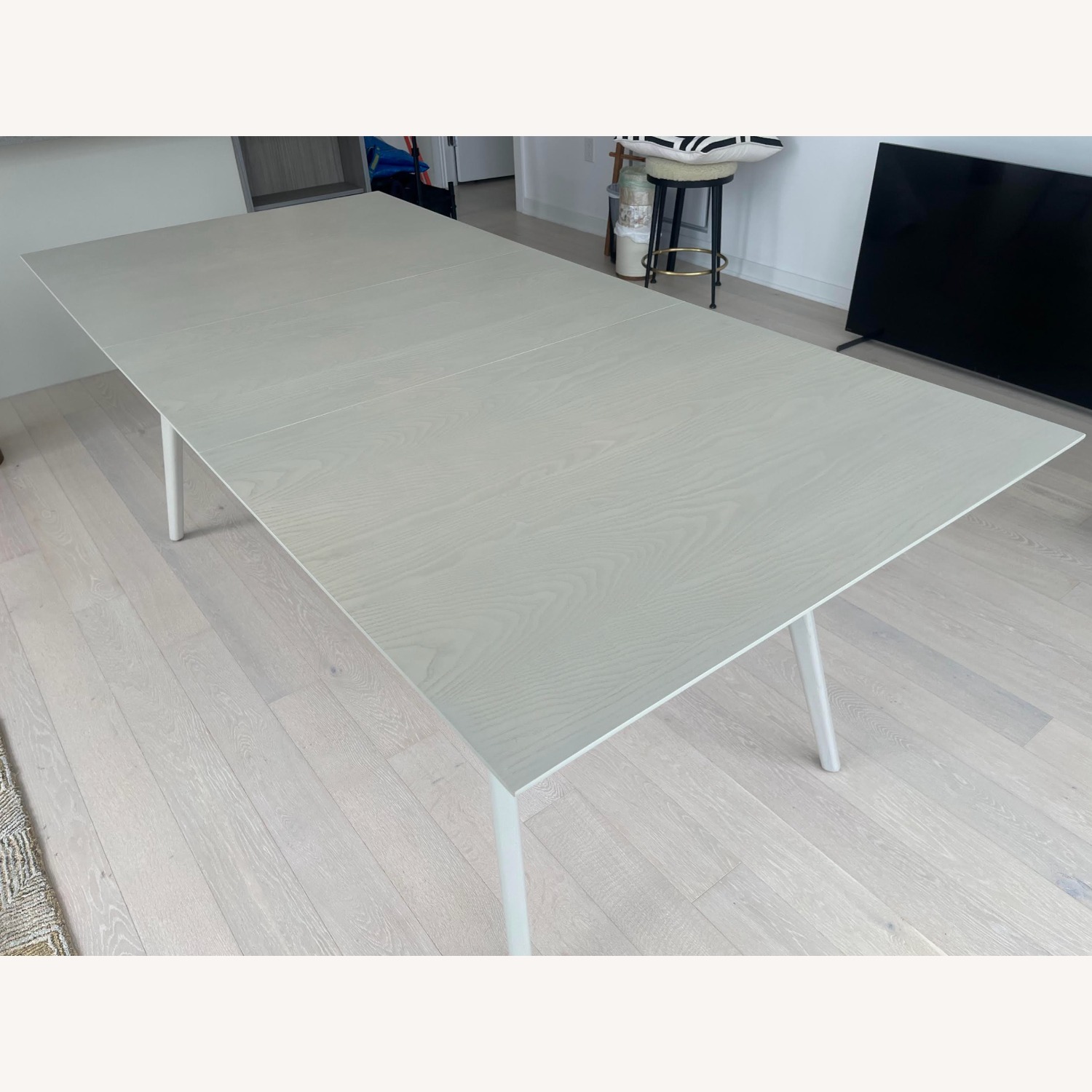 West Elm Light Gray Wood Extendable Dining Table - image-5