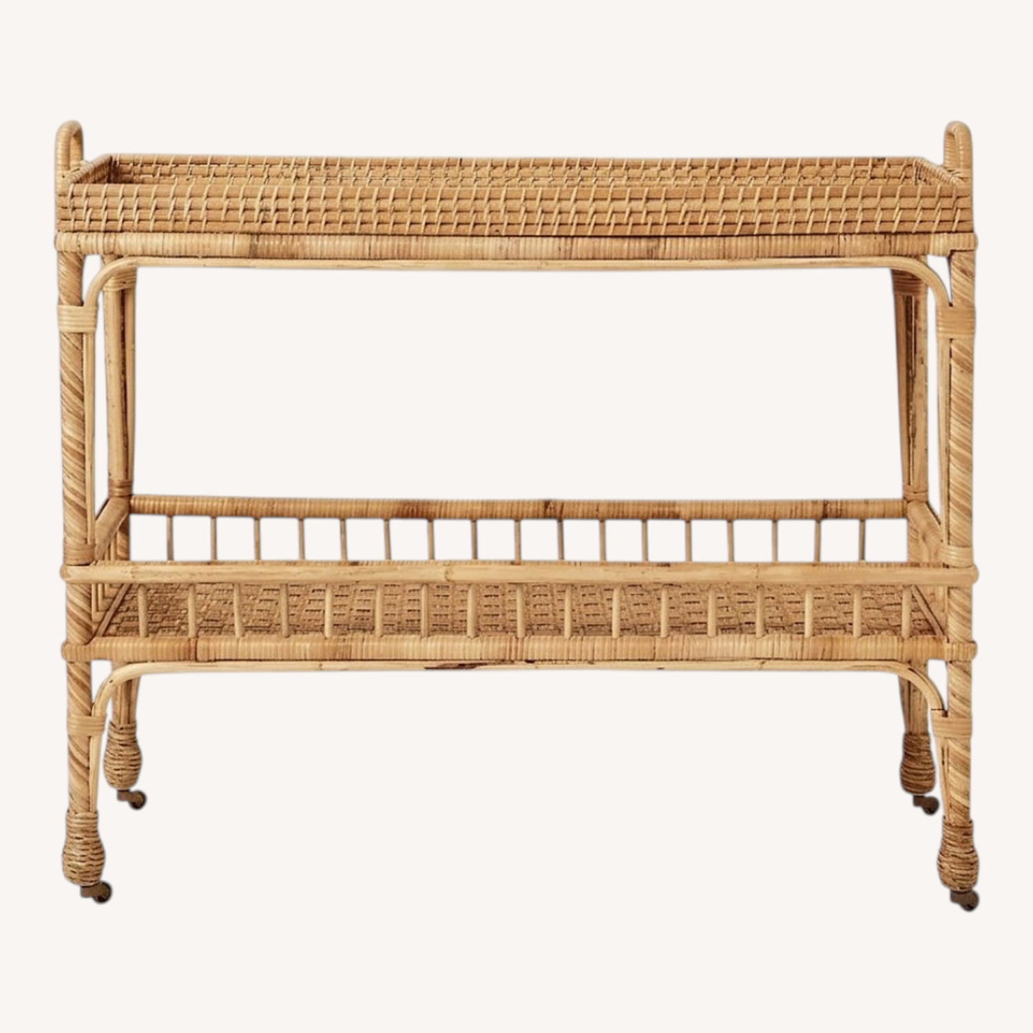 Serena & Lily Natural Rattan Bar Cart - image-0