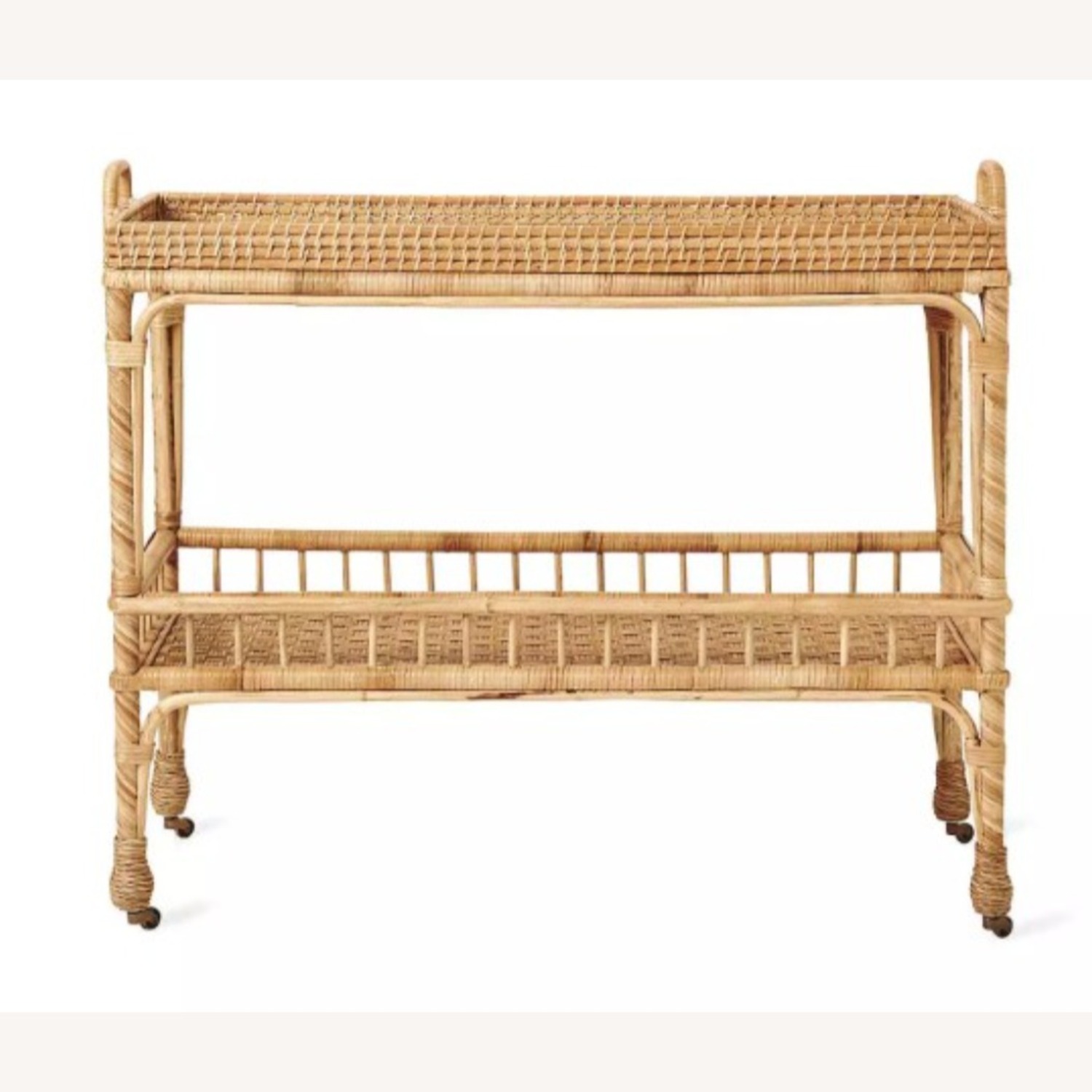 Serena & Lily Natural Rattan Bar Cart - image-3