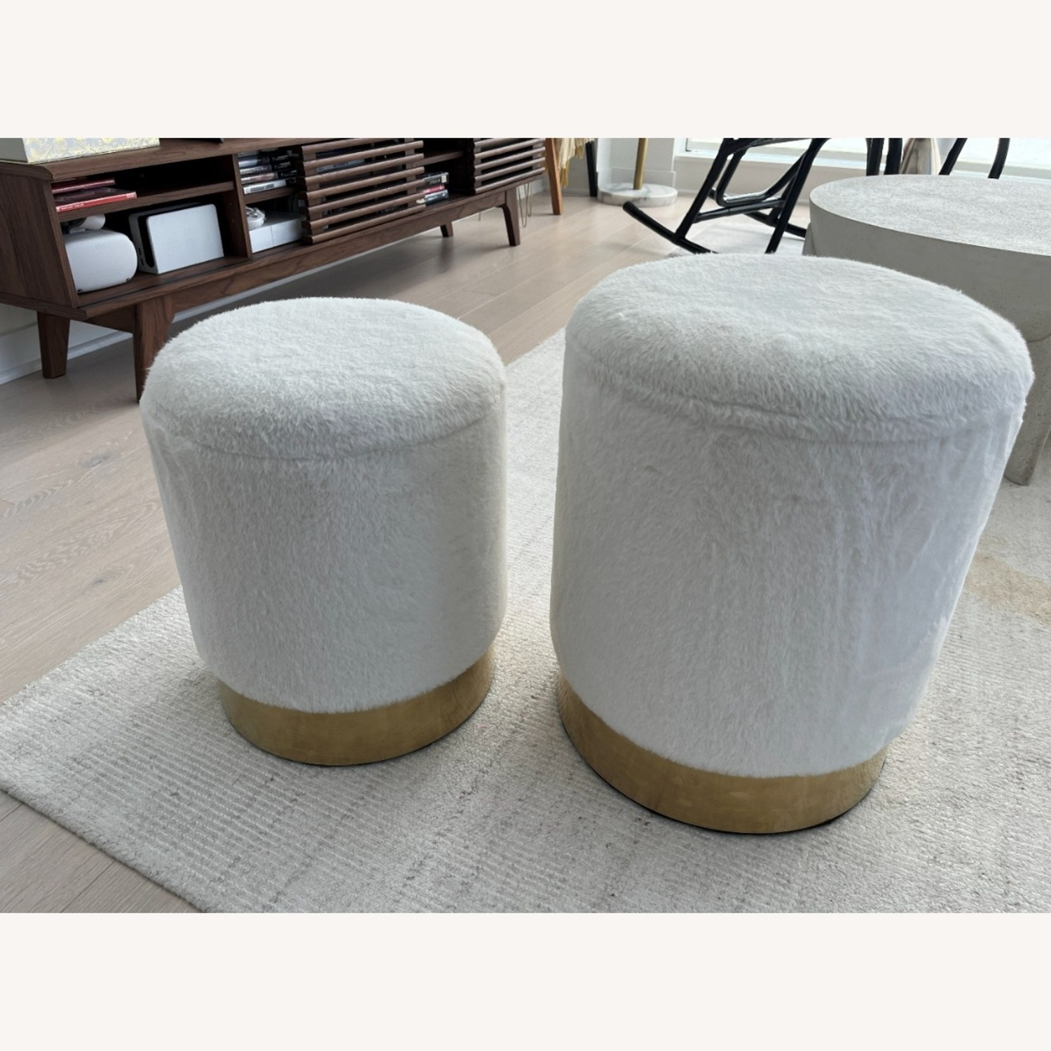 Houzz White Fabric Stools - image-1