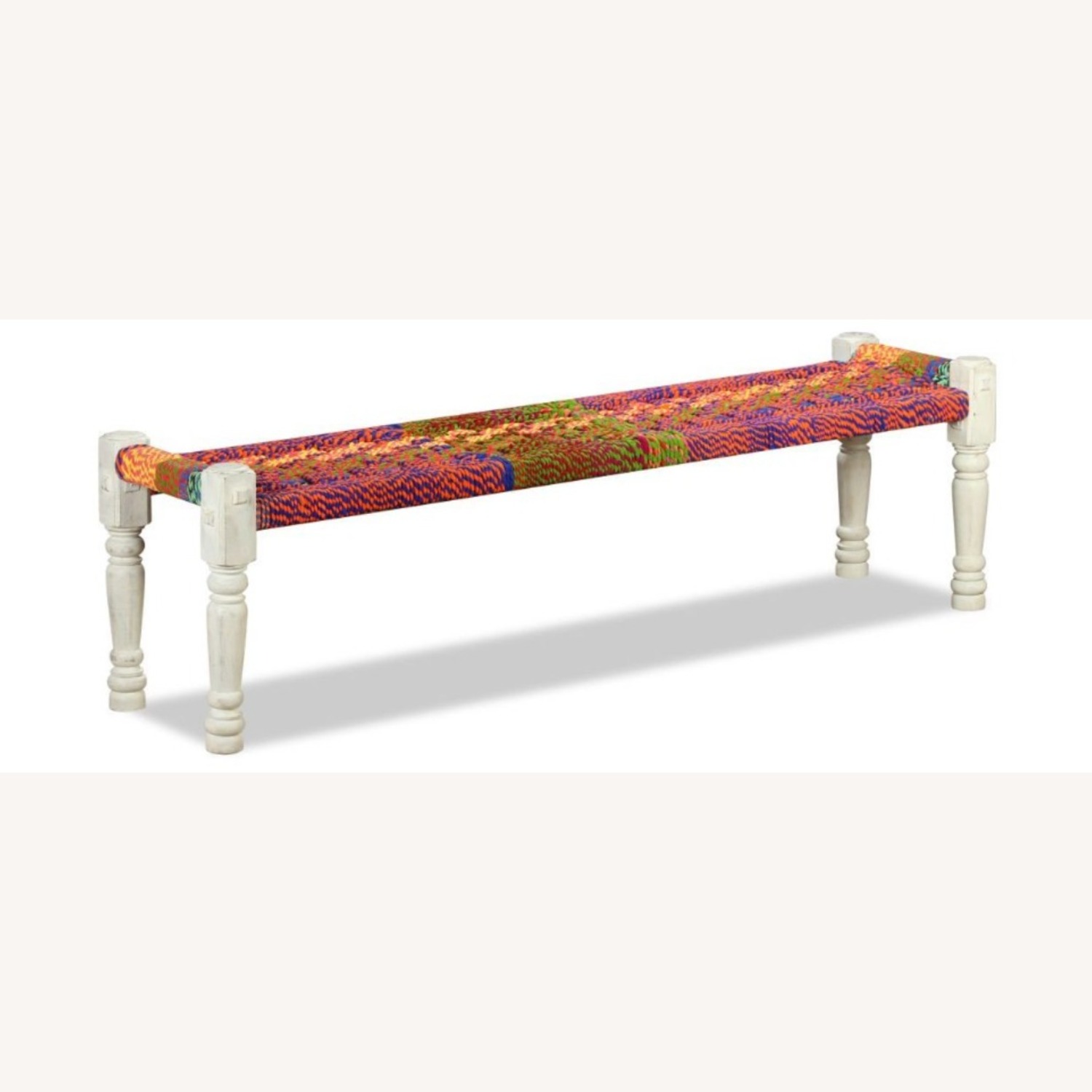 Amazon Wood Multi Color Fabric Chindi Bench - image-3