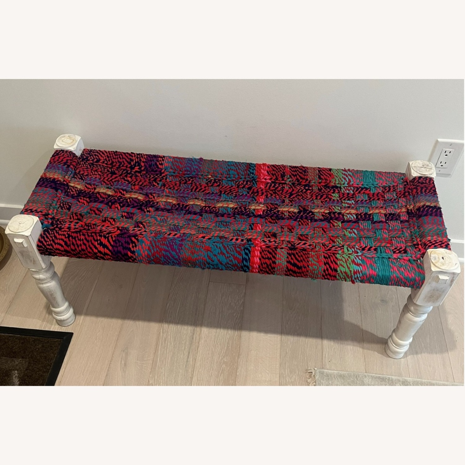 Amazon Wood Multi Color Fabric Chindi Bench - image-2