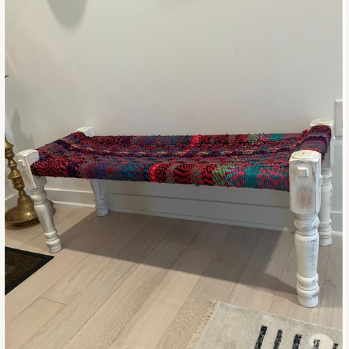 Used Amazon Wood Multi Color Fabric Chindi Bench for sale on AptDeco