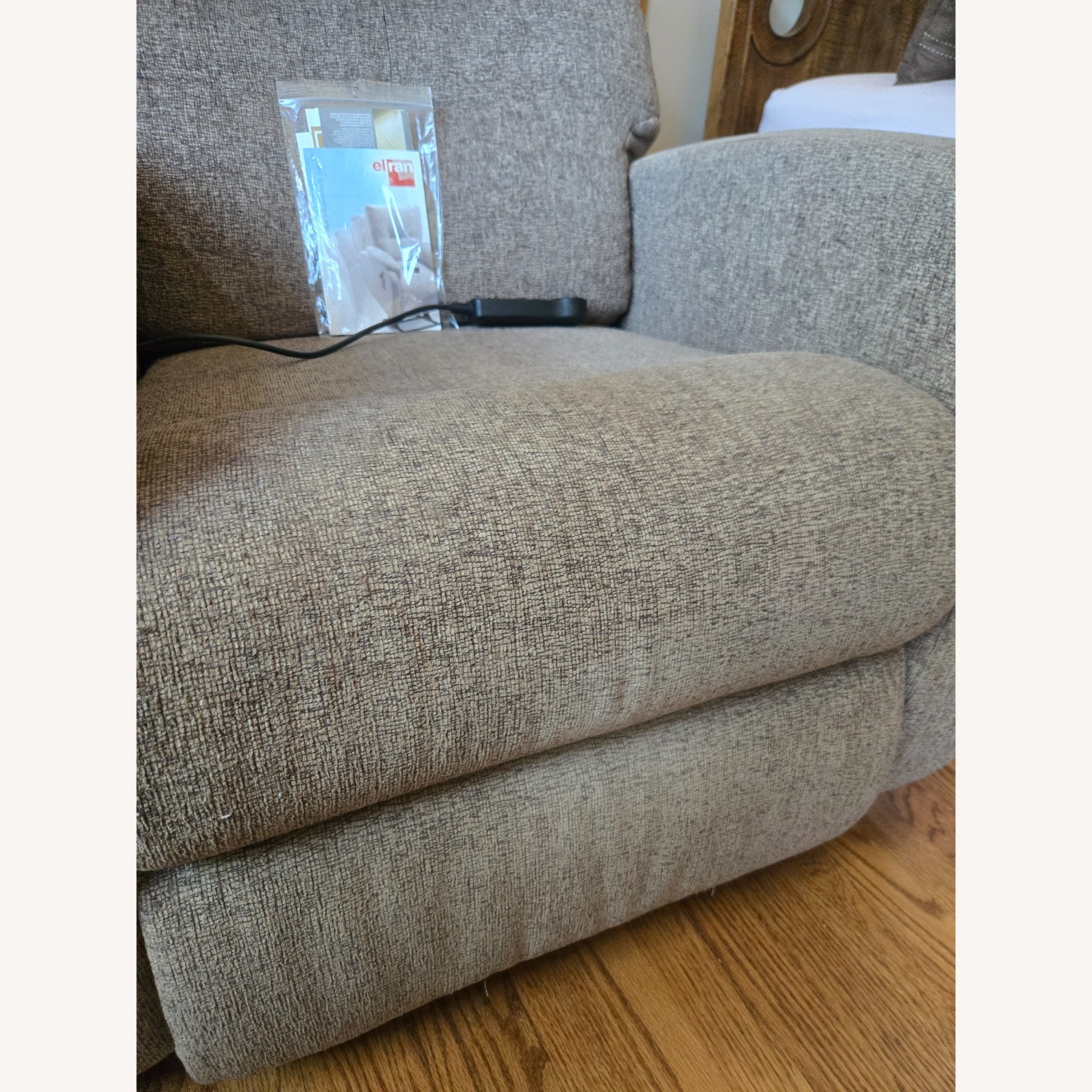 Light Brown Fabric Power Recliner - image-6