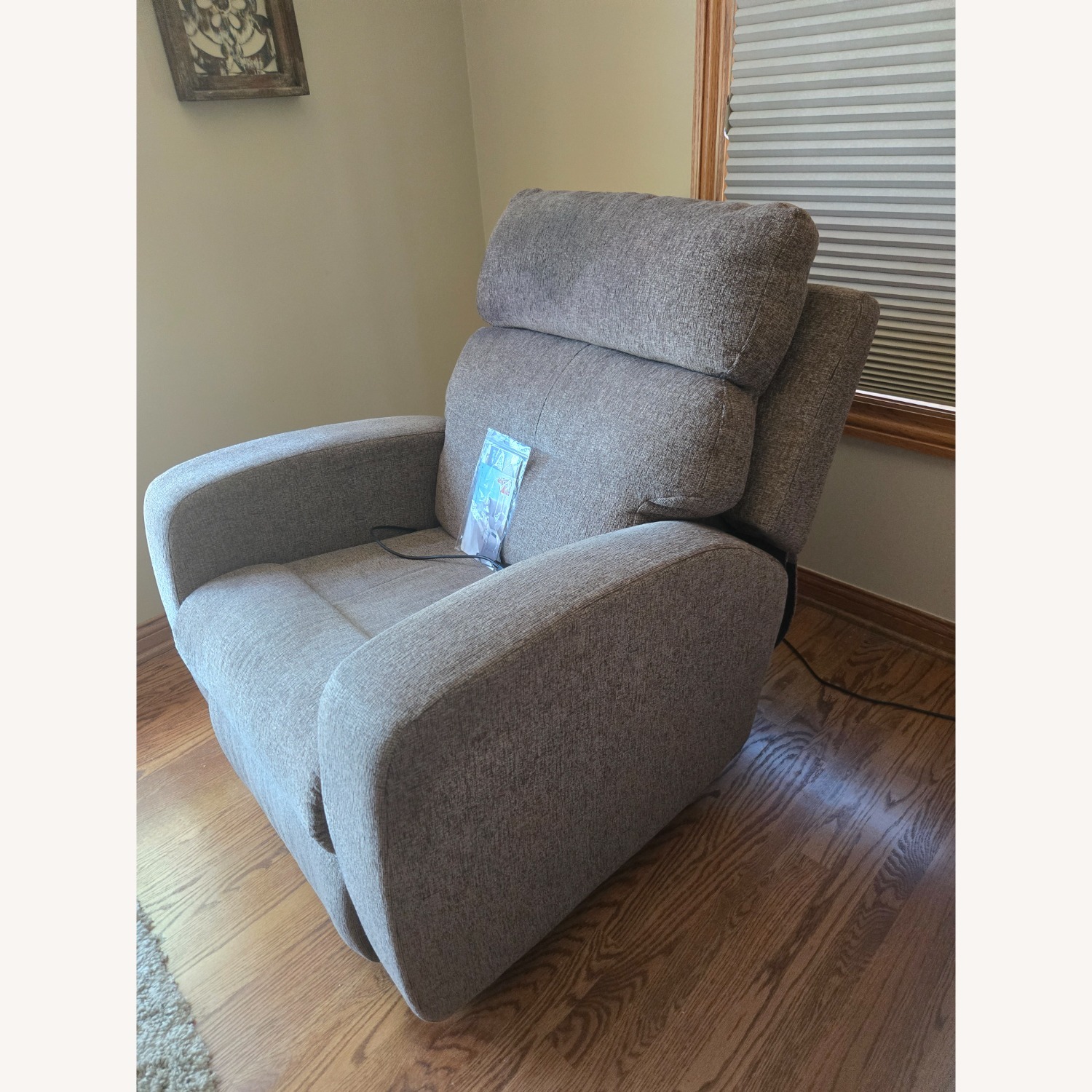 Light Brown Fabric Power Recliner - image-3