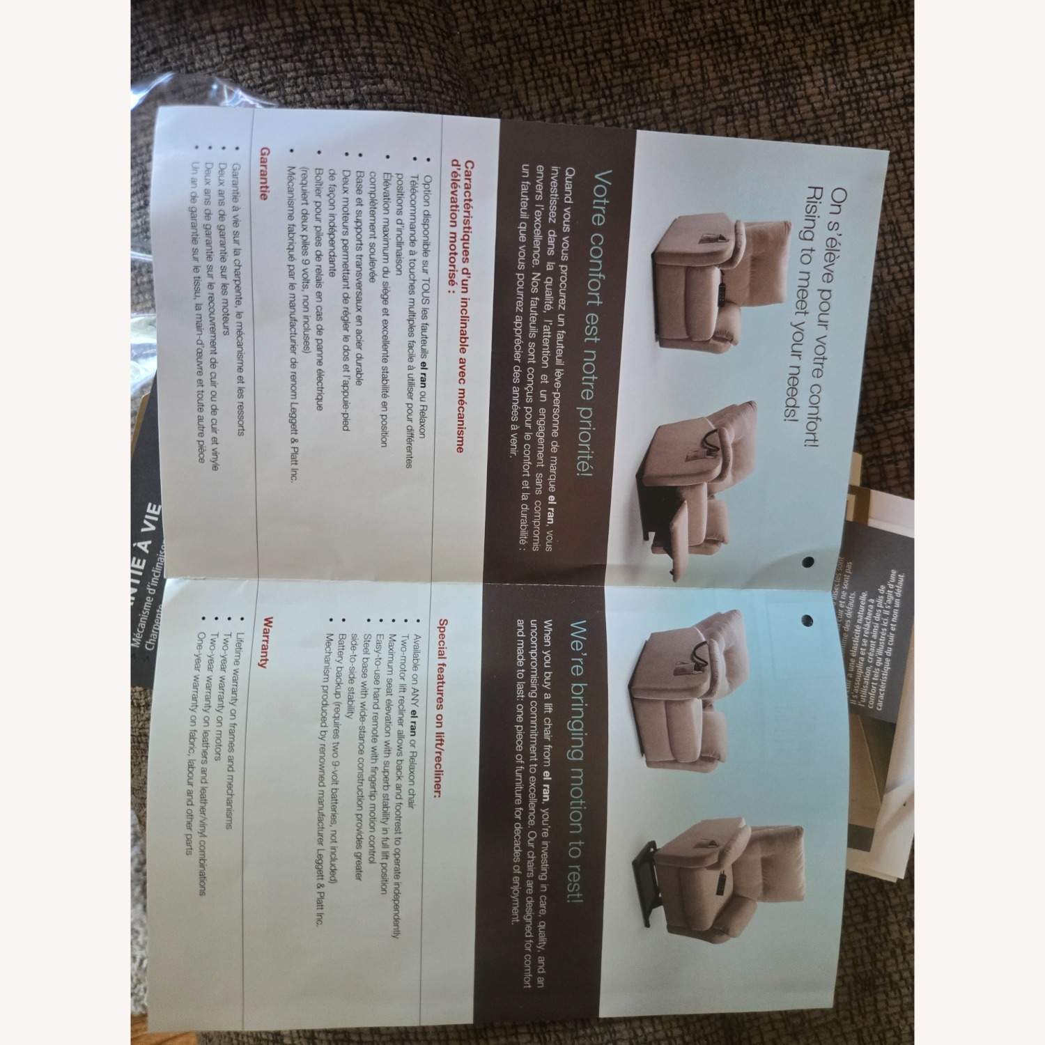Light Brown Fabric Power Recliner - image-7