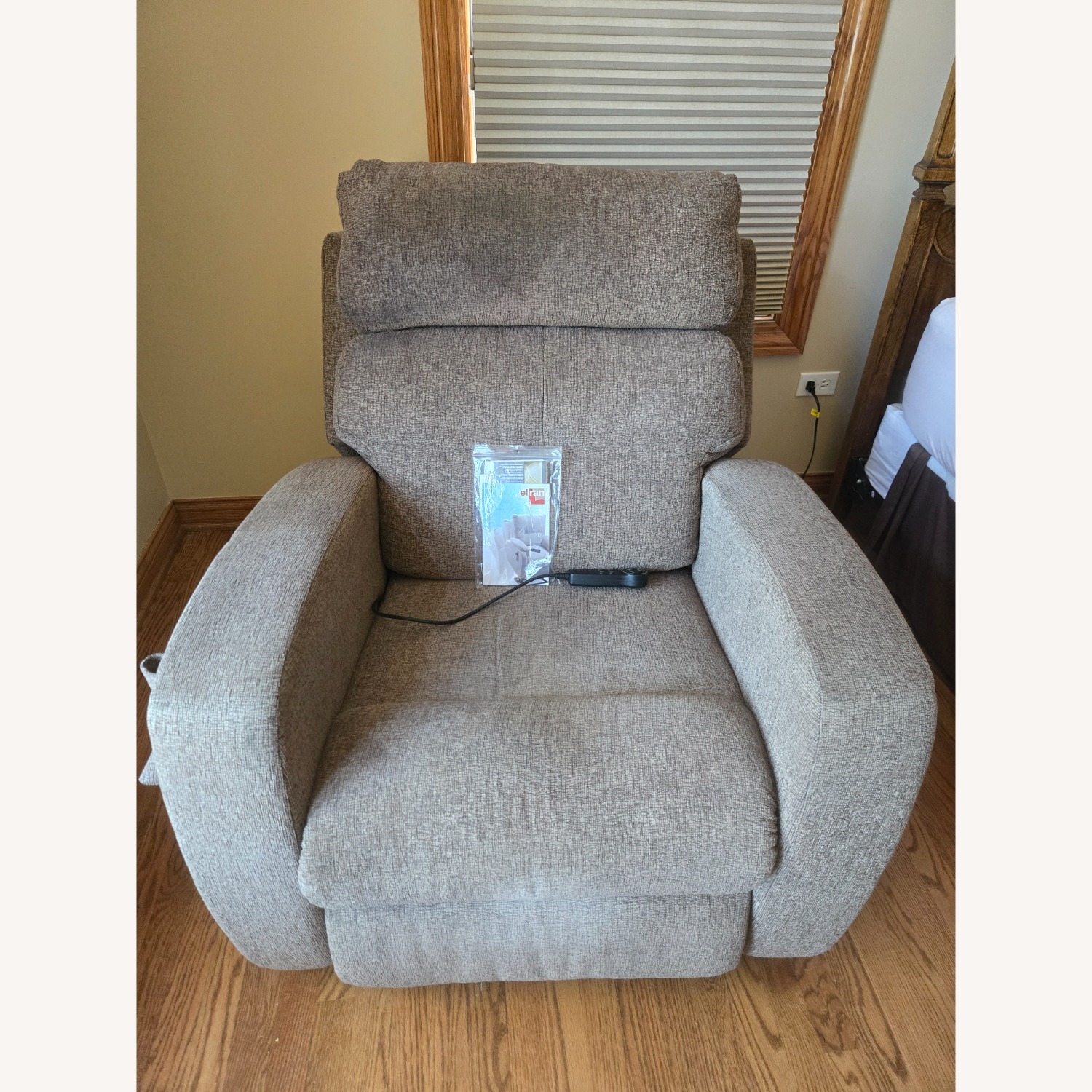 Light Brown Fabric Power Recliner - image-2
