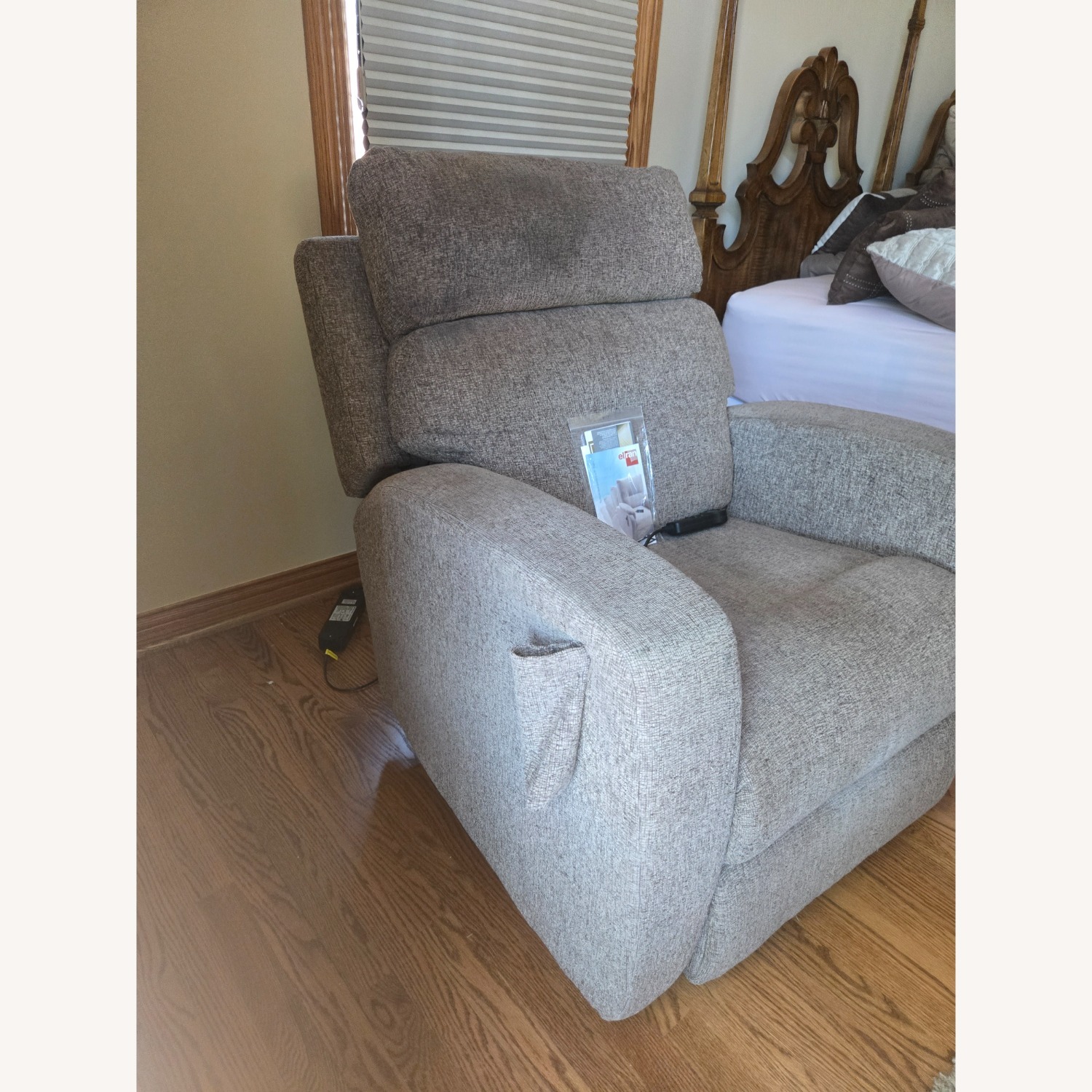 Light Brown Fabric Power Recliner - image-4