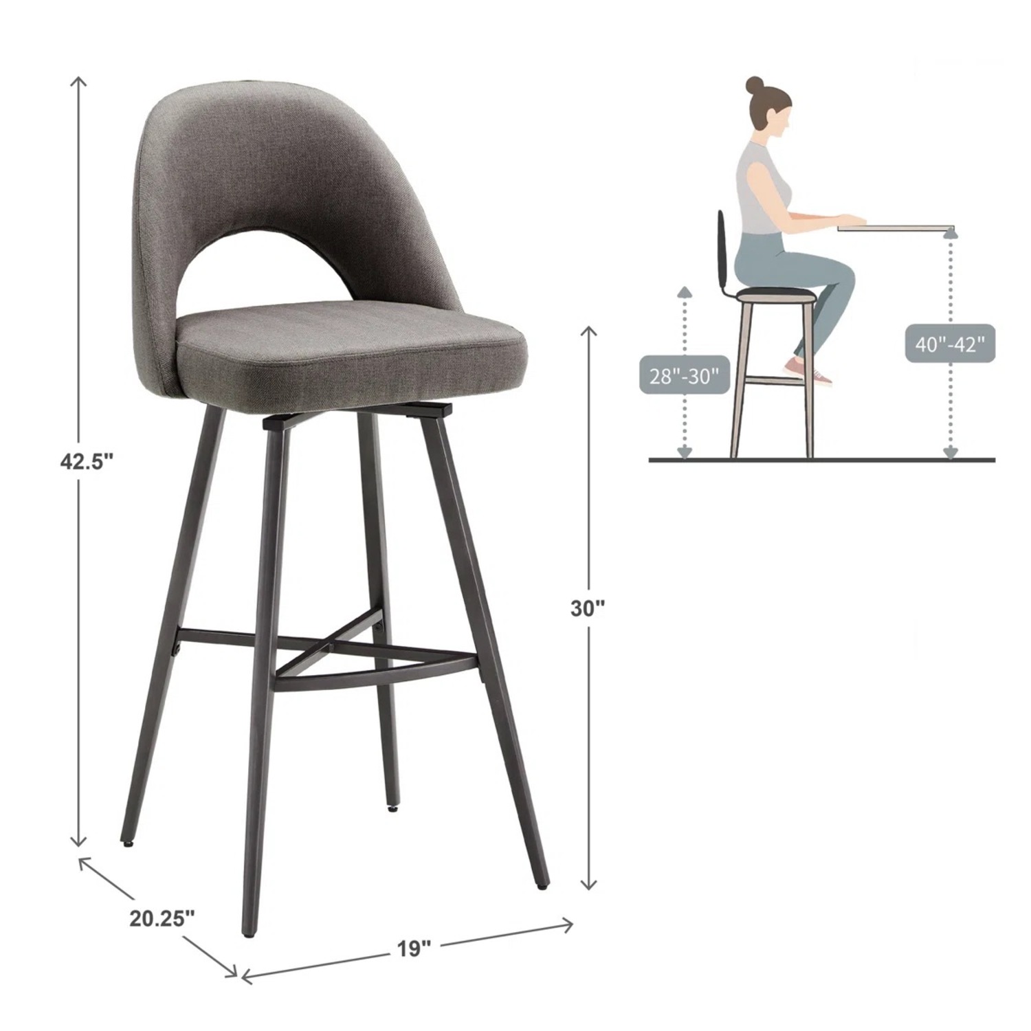 Light Gray Fabric Stools - image-4