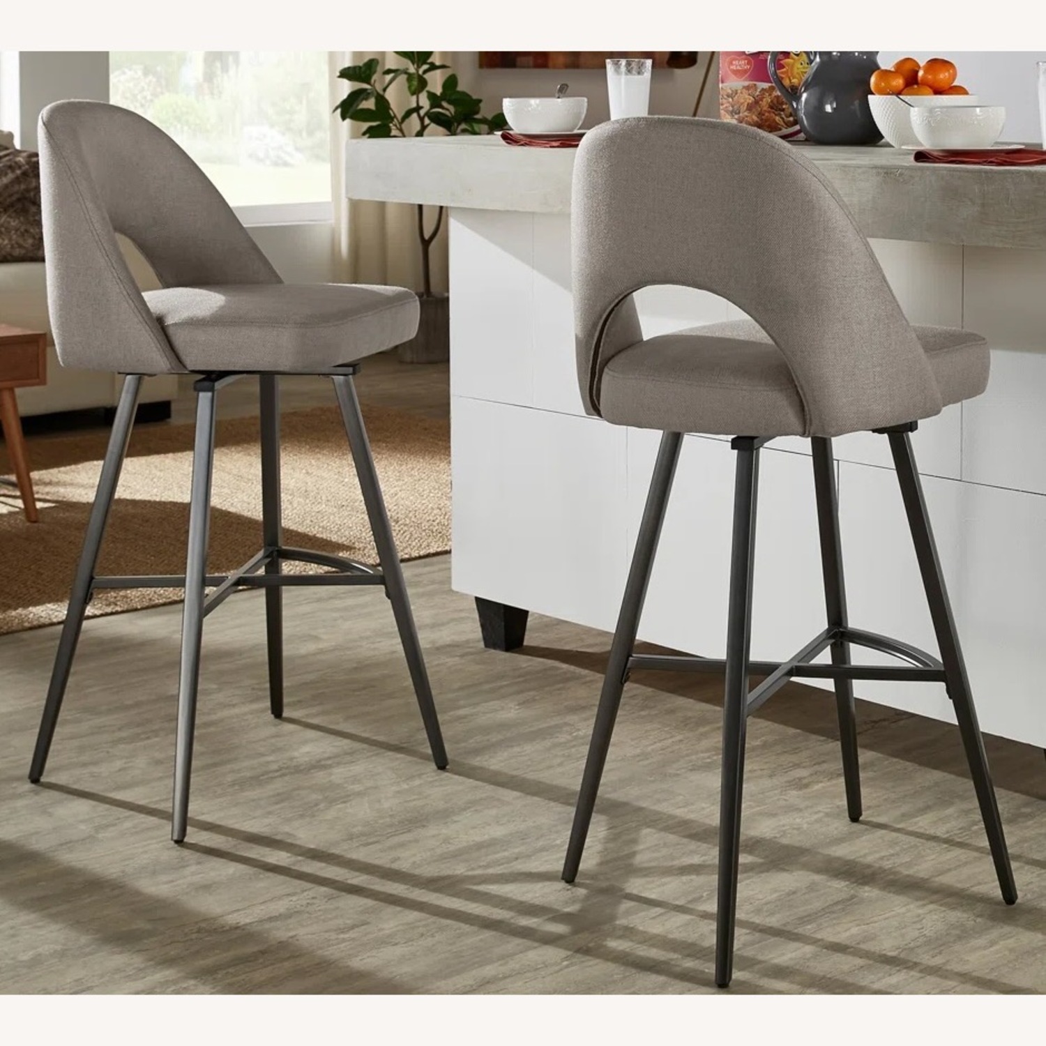 Light Gray Fabric Stools - image-3