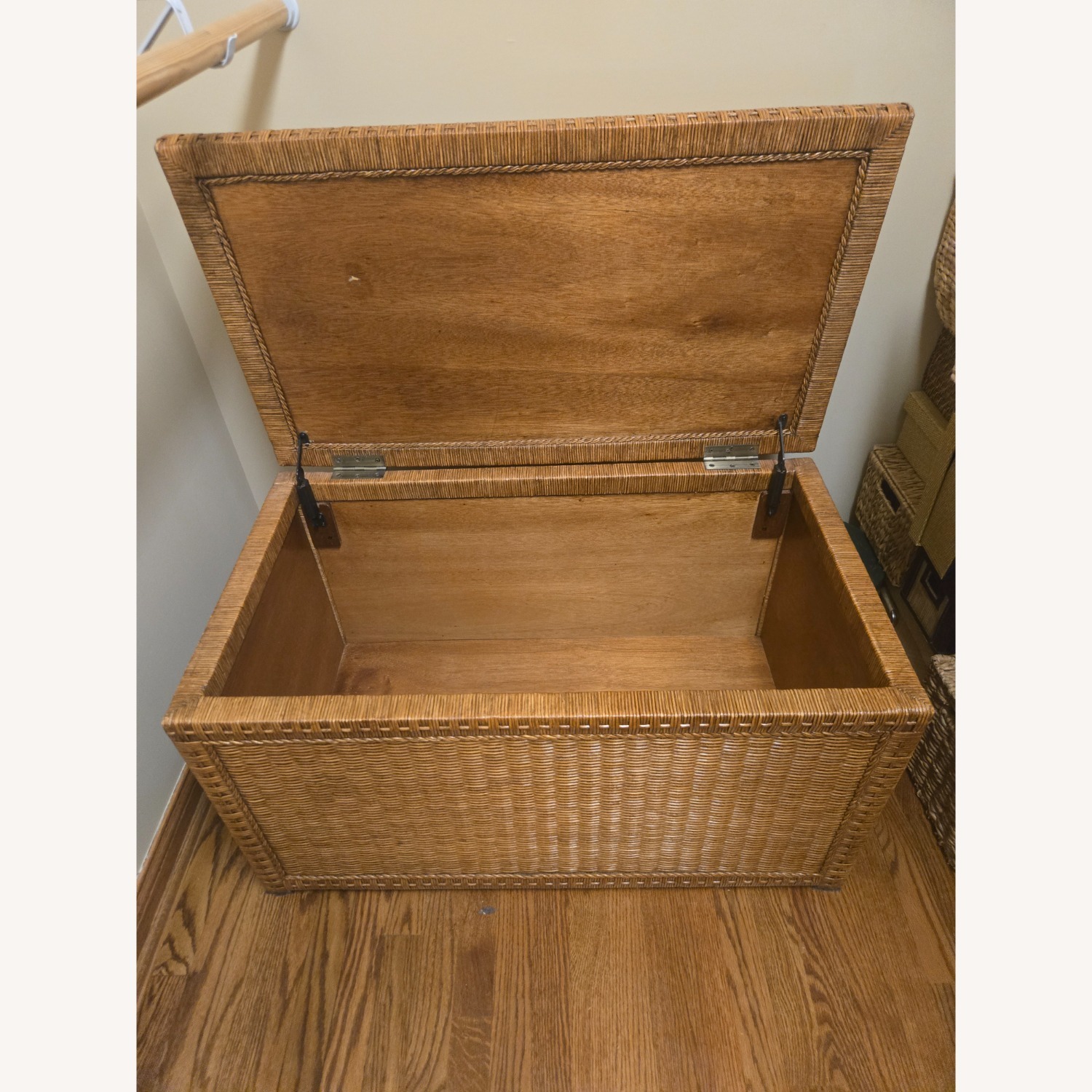 Large Wicker Storage Trunk / Blanket Chest - image-1