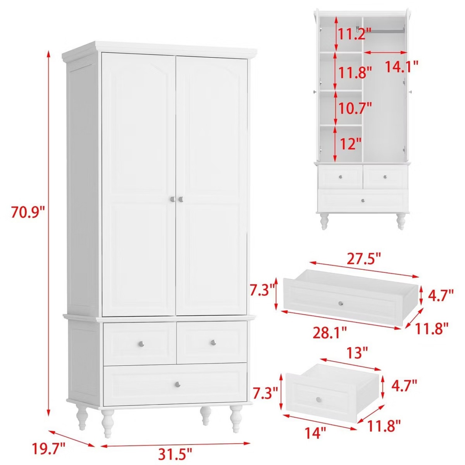 Walmart White Armoire - image-2