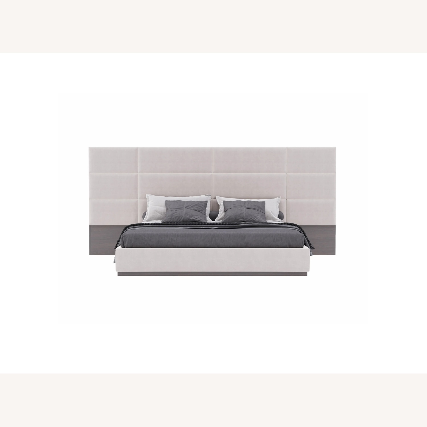 Lazzoni Light Gray Suede Queen Bed with Storage - image-8