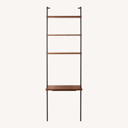 Used CB2 Walnut Wood Wall Mount Desk with Shelves for sale on AptDeco
