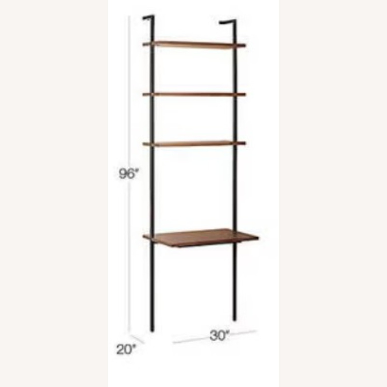 CB2 Walnut Wood Wall Mount Desk with Shelves - image-4