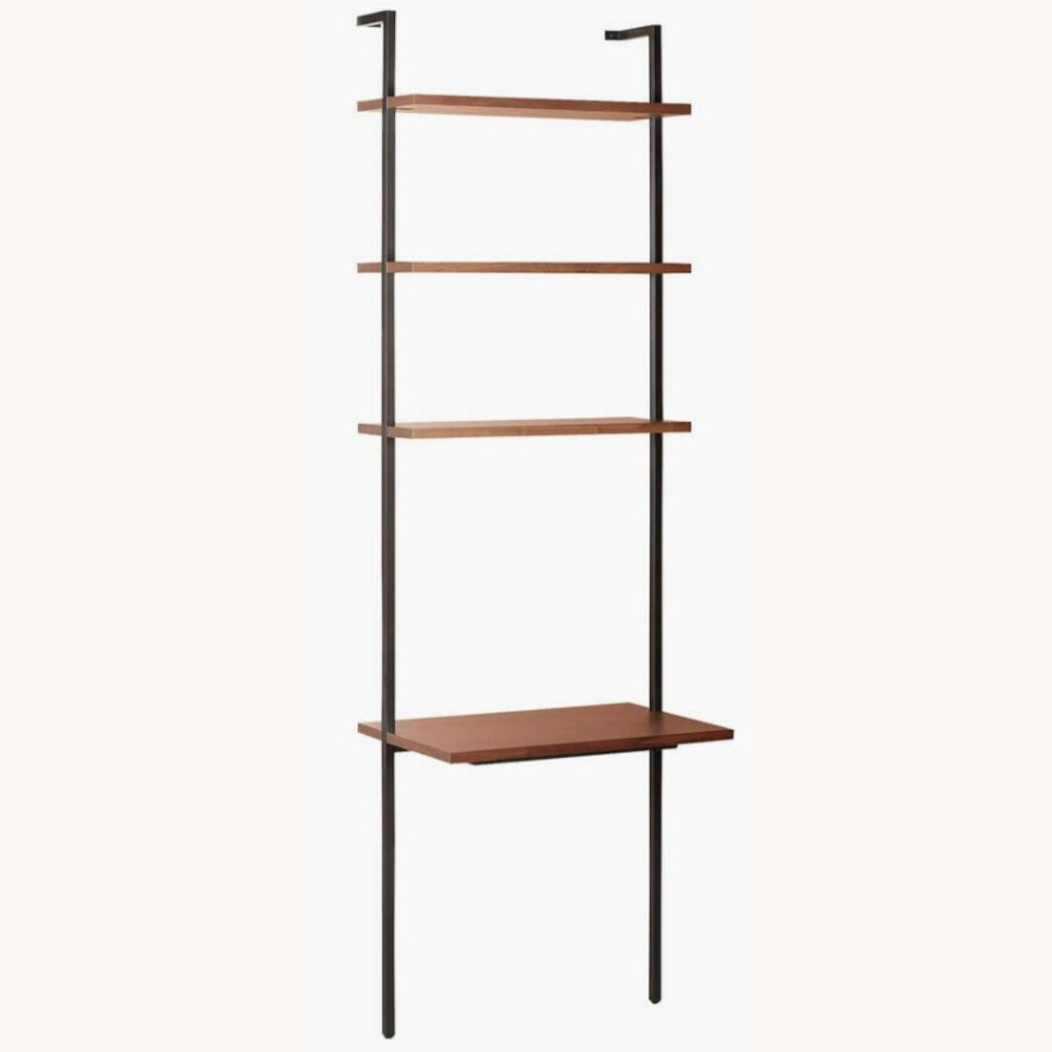 CB2 Walnut Wood Wall Mount Desk with Shelves - image-1