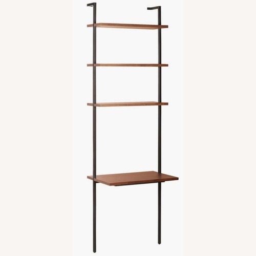 Used CB2 Walnut Wood Wall Mount Desk with Shelves for sale on AptDeco