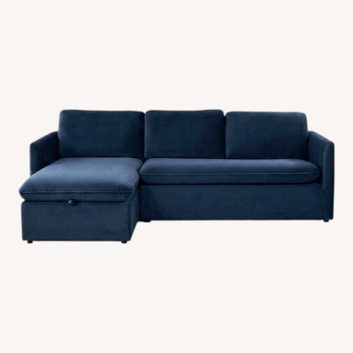 Used Article Oneira Blue Velvet Sleeper Sofa for sale on AptDeco