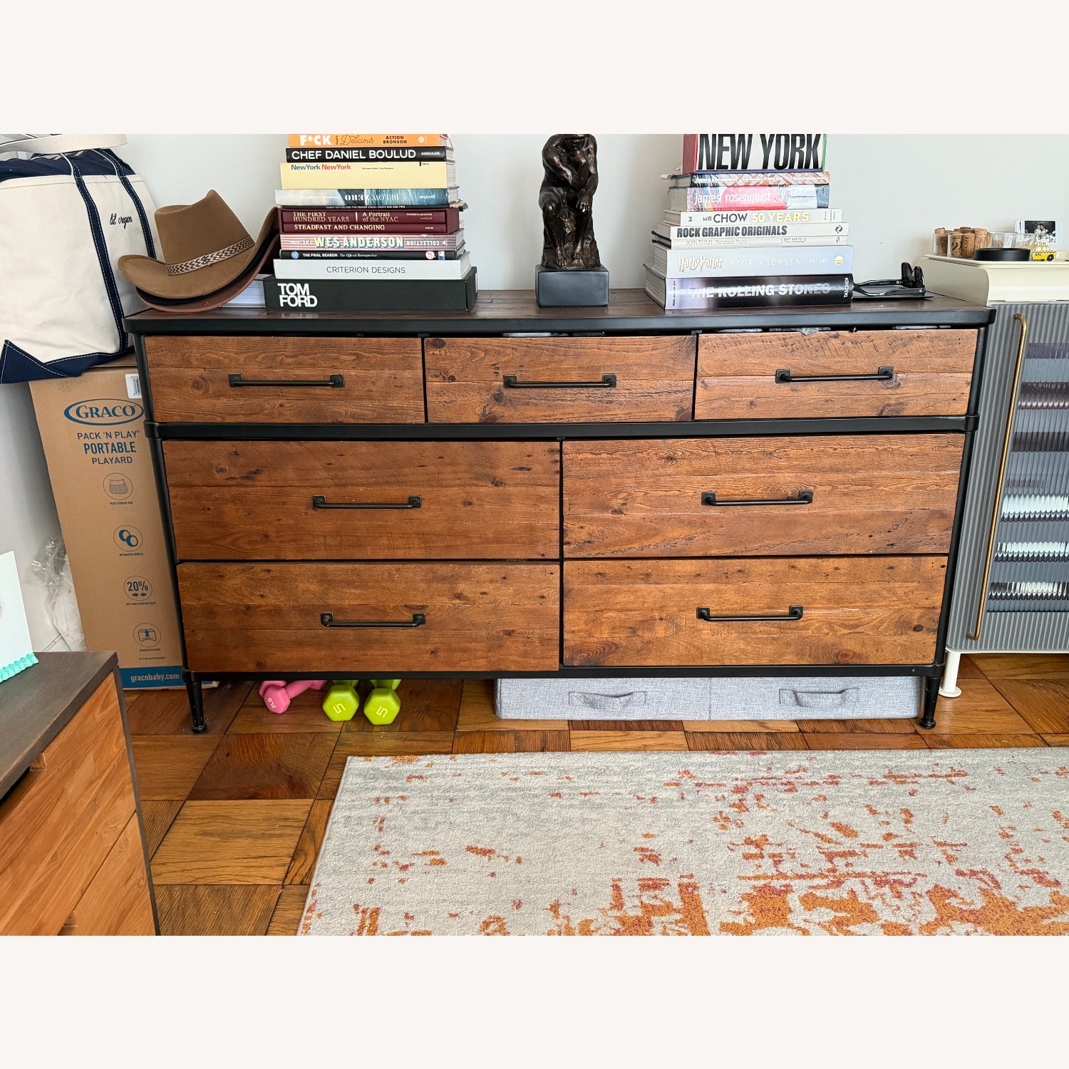 pottery barn dresser Harlow 6-Drawer (56w x 19d") catching grain Joinery 6-Drawer Dresser, Bleached Oak,
