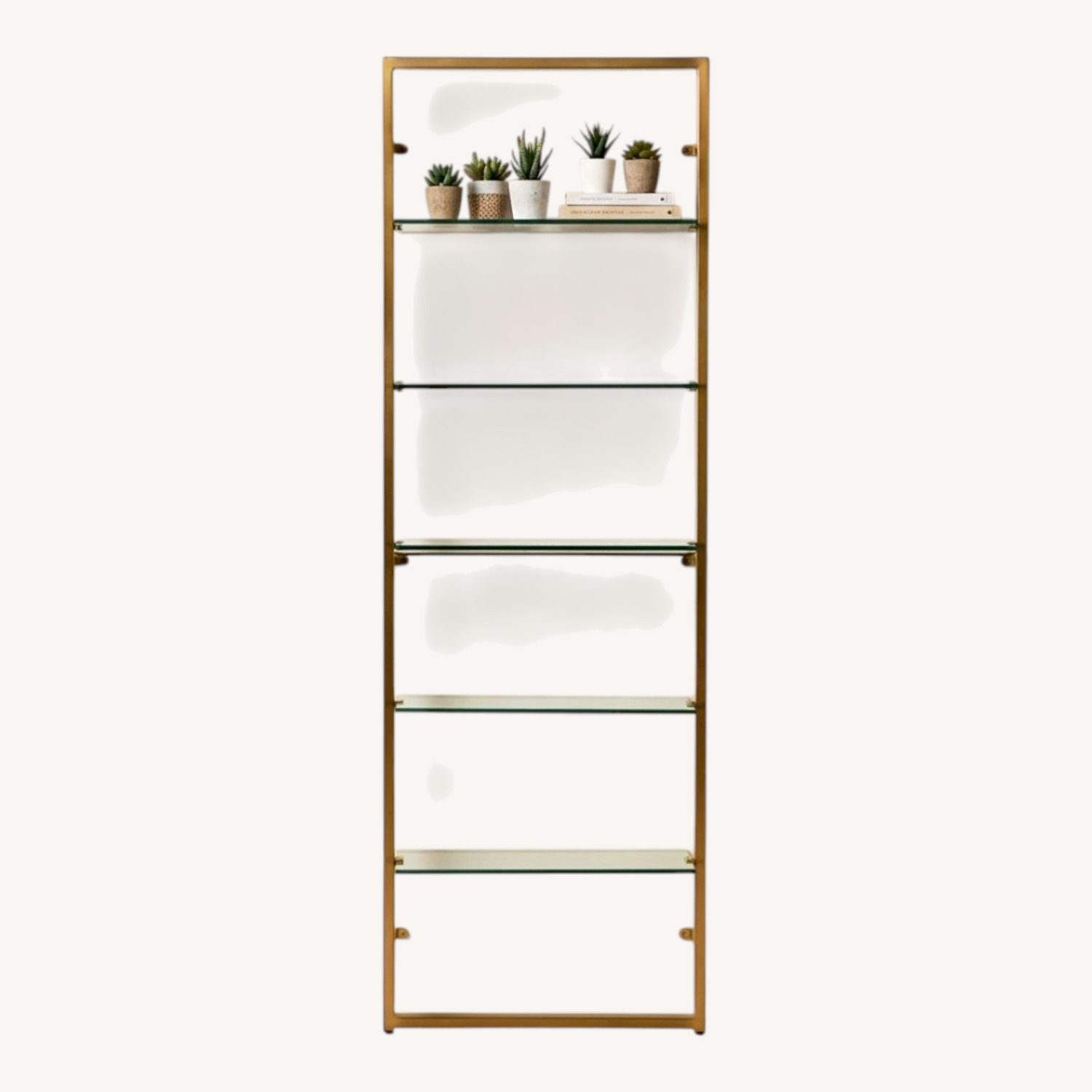 CB2 Set of 2 Brass Metal/Glass Wall Unit - image-0