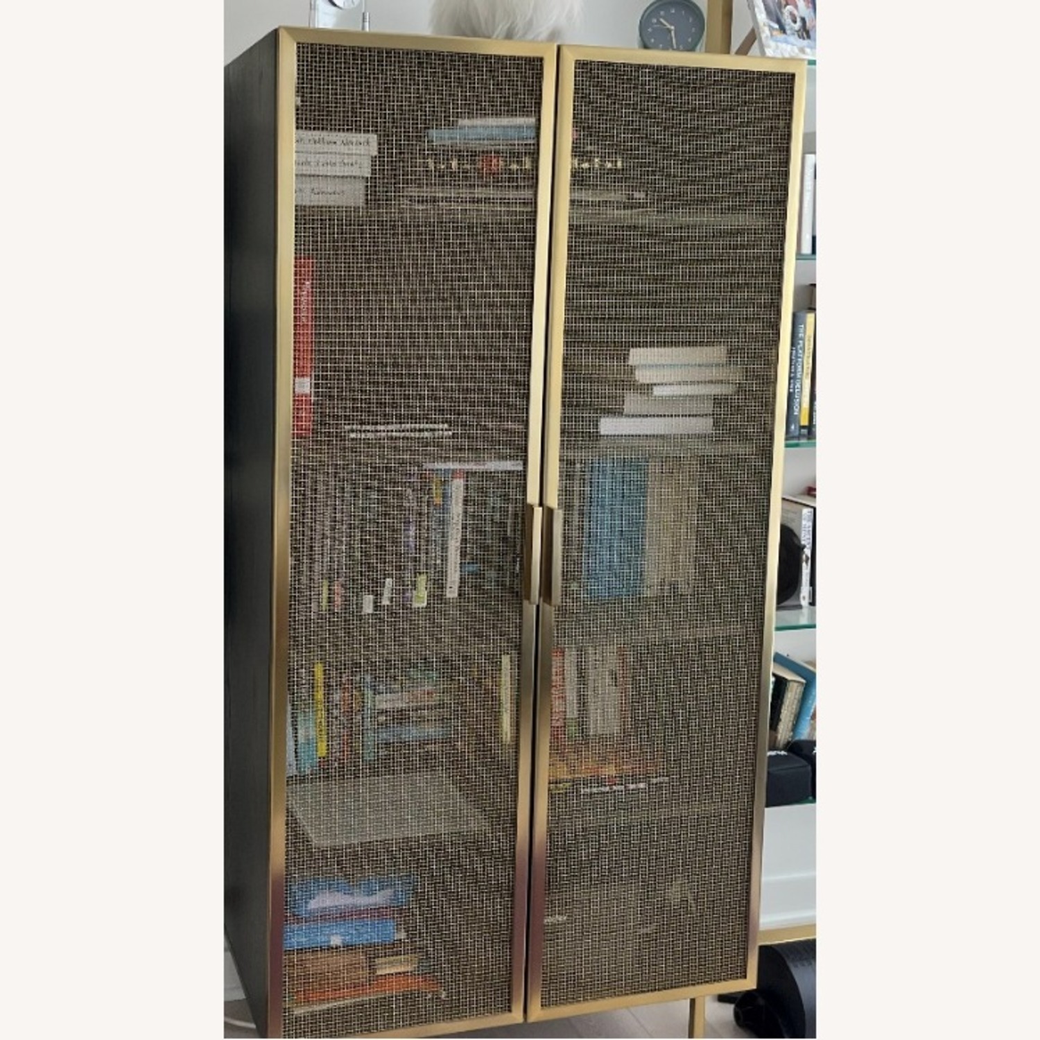 CB2 Vuue Dark Brown Metal Bookcase - image-1