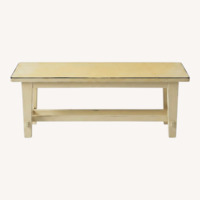 Vintage Cream Wood Farmhouse Decor Bench