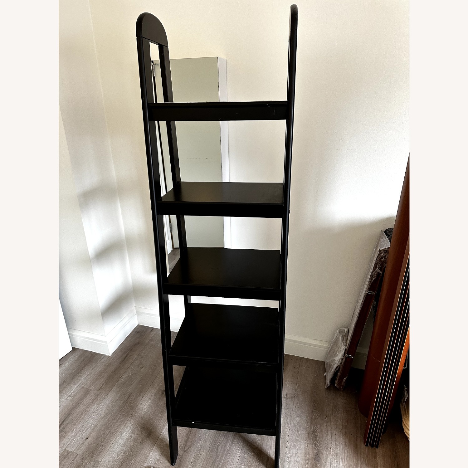 Black Wood Ladder Bookcase W 5  Shelves - image-1