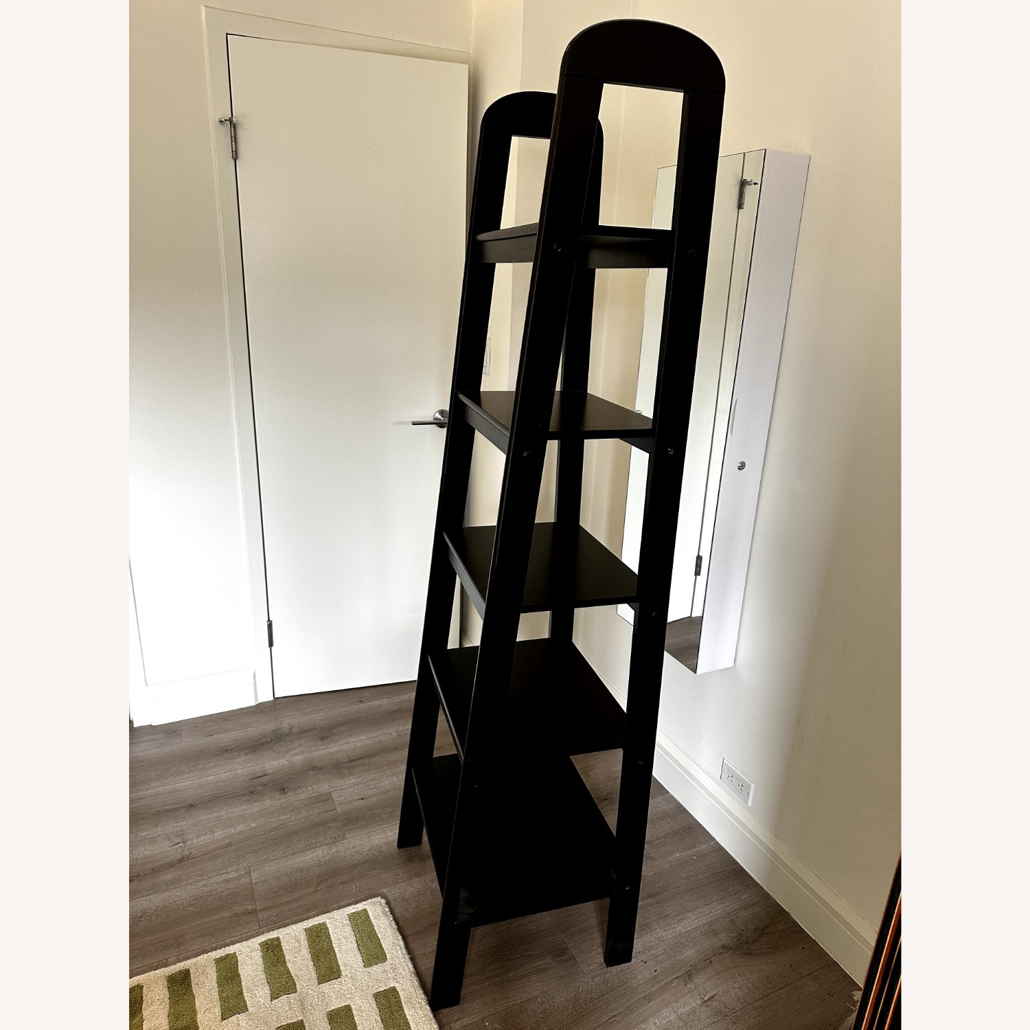Black Wood Ladder Bookcase W 5  Shelves - image-2