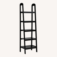 Black Wood Ladder Bookcase W 5  Shelves
