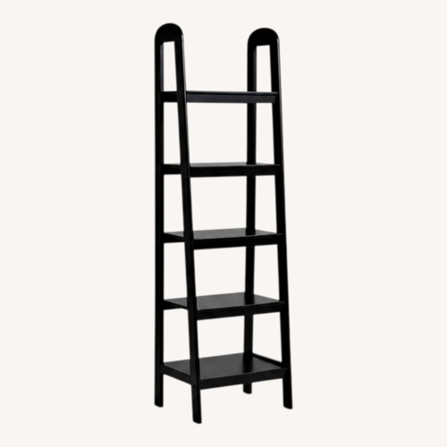 Used Black Wood Ladder Bookcase W 5 Shelves for sale on AptDeco