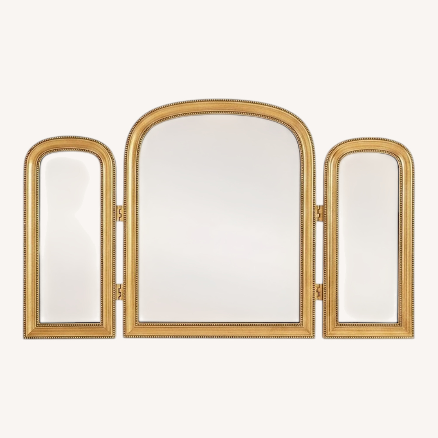 Anthropologie Gleaming Louie Gold Arch Triptych Mirror - image-0