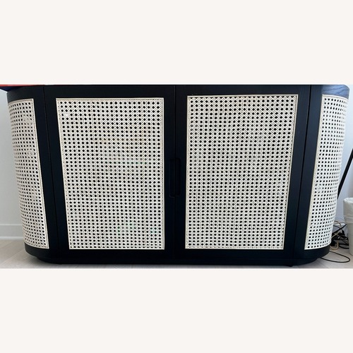 Used Article Black Wood Rattan Sideboard for sale on AptDeco