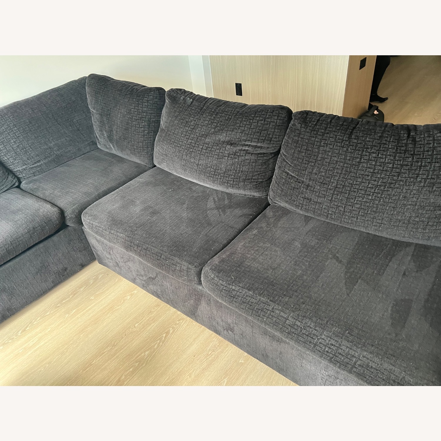 Hughes Furniture Black Fabric 3+ Seater Sofa - image-2