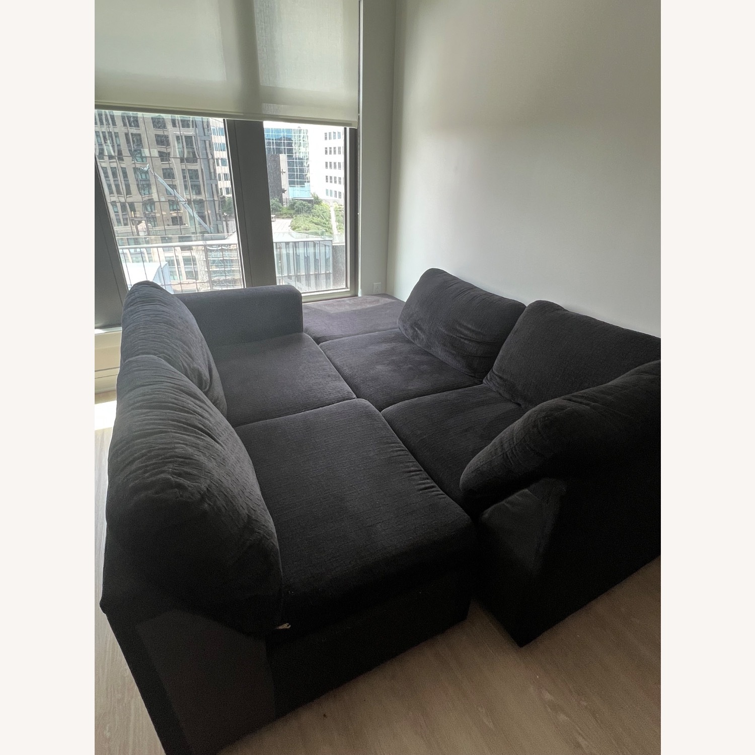 Hughes Furniture Black Fabric 3+ Seater Sofa - image-6