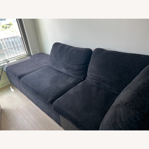 Used Hughes Furniture Black Fabric 3+ Seater Sofa for sale on AptDeco