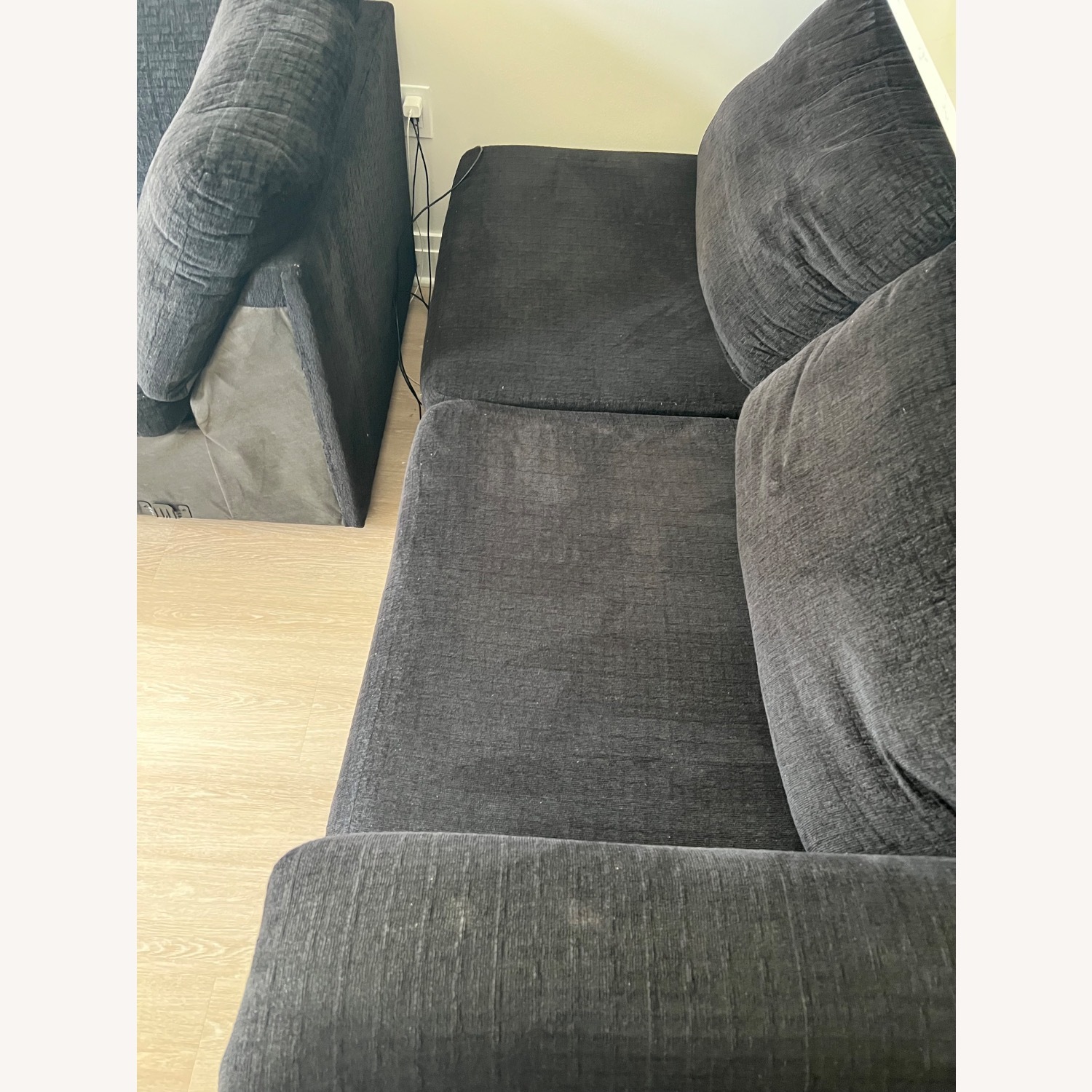 Hughes Furniture Black Fabric 3+ Seater Sofa - image-4