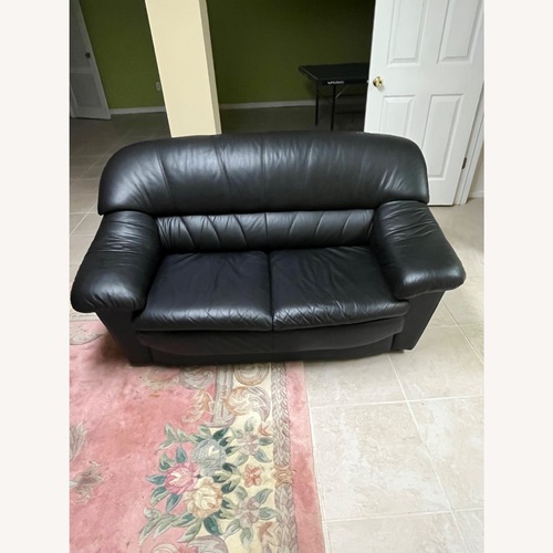 Used Vintage/Antique Black Leather 3+ Seater Sofa for sale on AptDeco