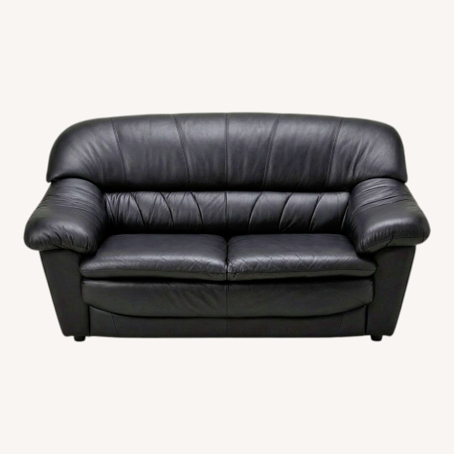 Vintage/Antique Black Leather 3+ Seater Sofa - image-0