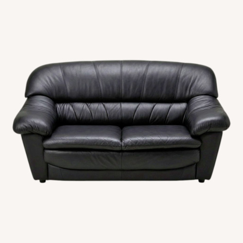 Used Vintage/Antique Black Leather 3+ Seater Sofa for sale on AptDeco