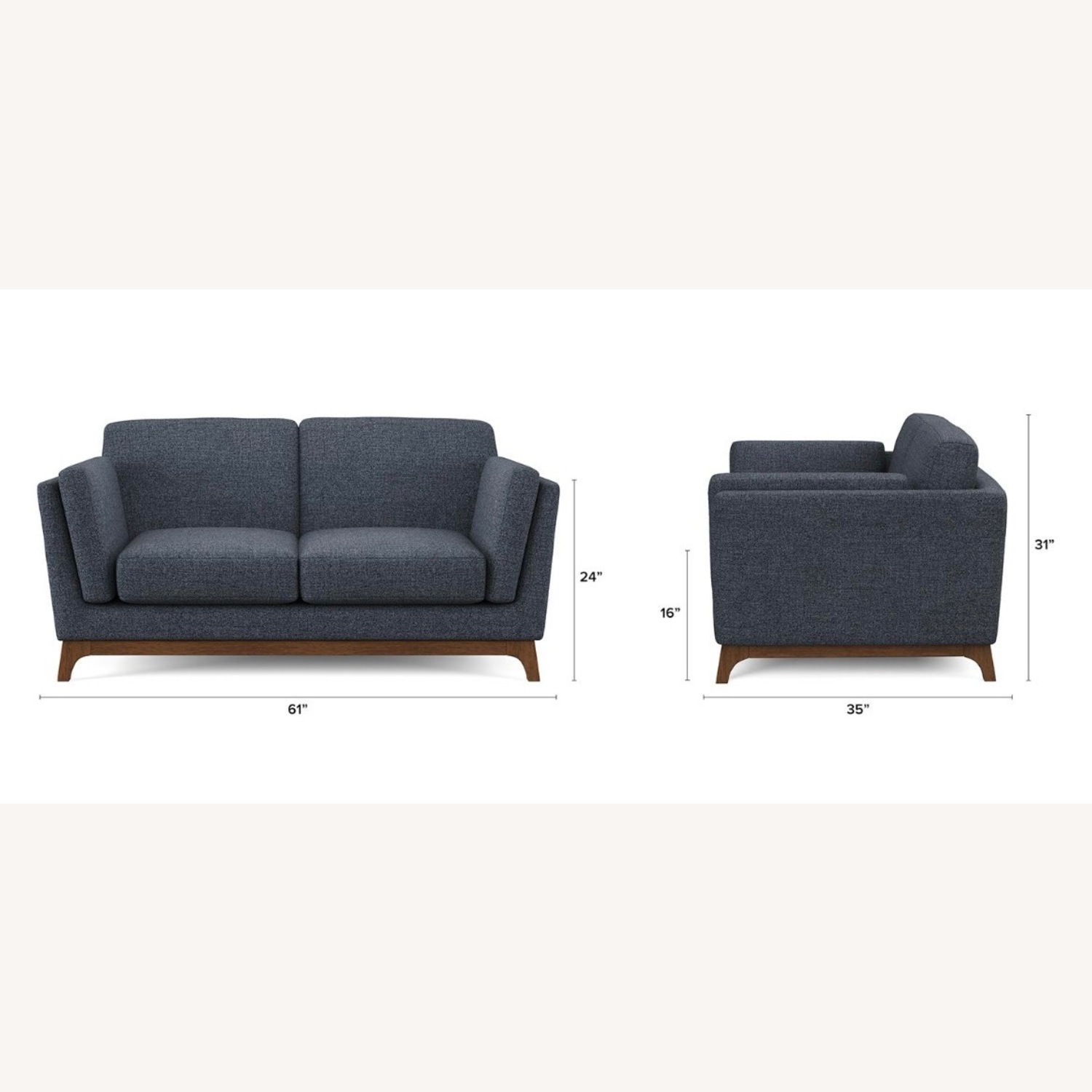 Article 2-Seater Sofa Loveseat Blue - image-2