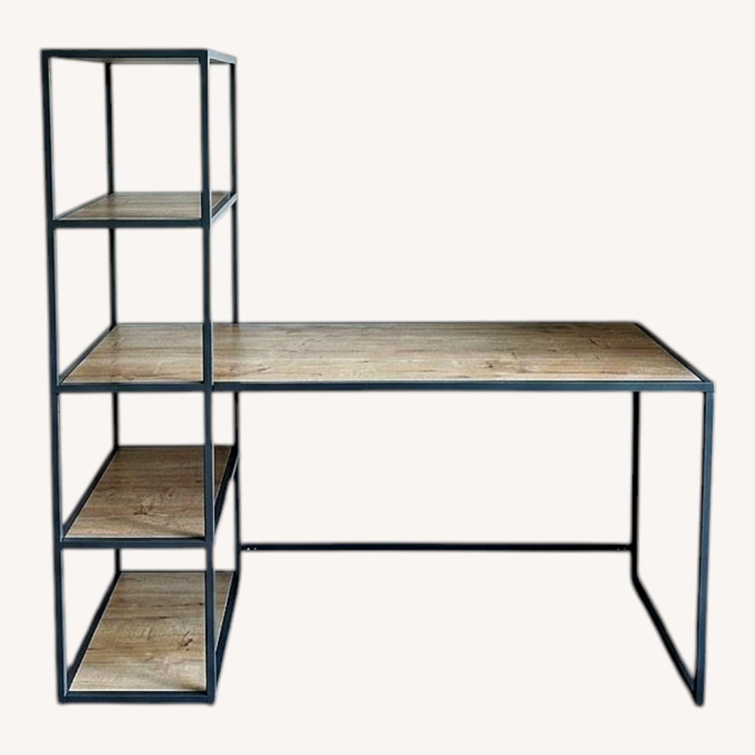 Modern Industrial Desk with Shelving - image-0