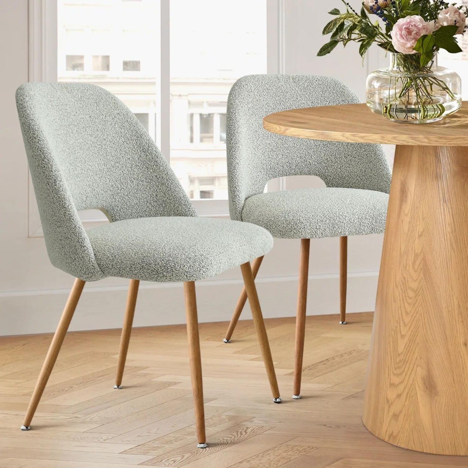 Wayfair Light Gray Boucle Dining Chairs - image-1