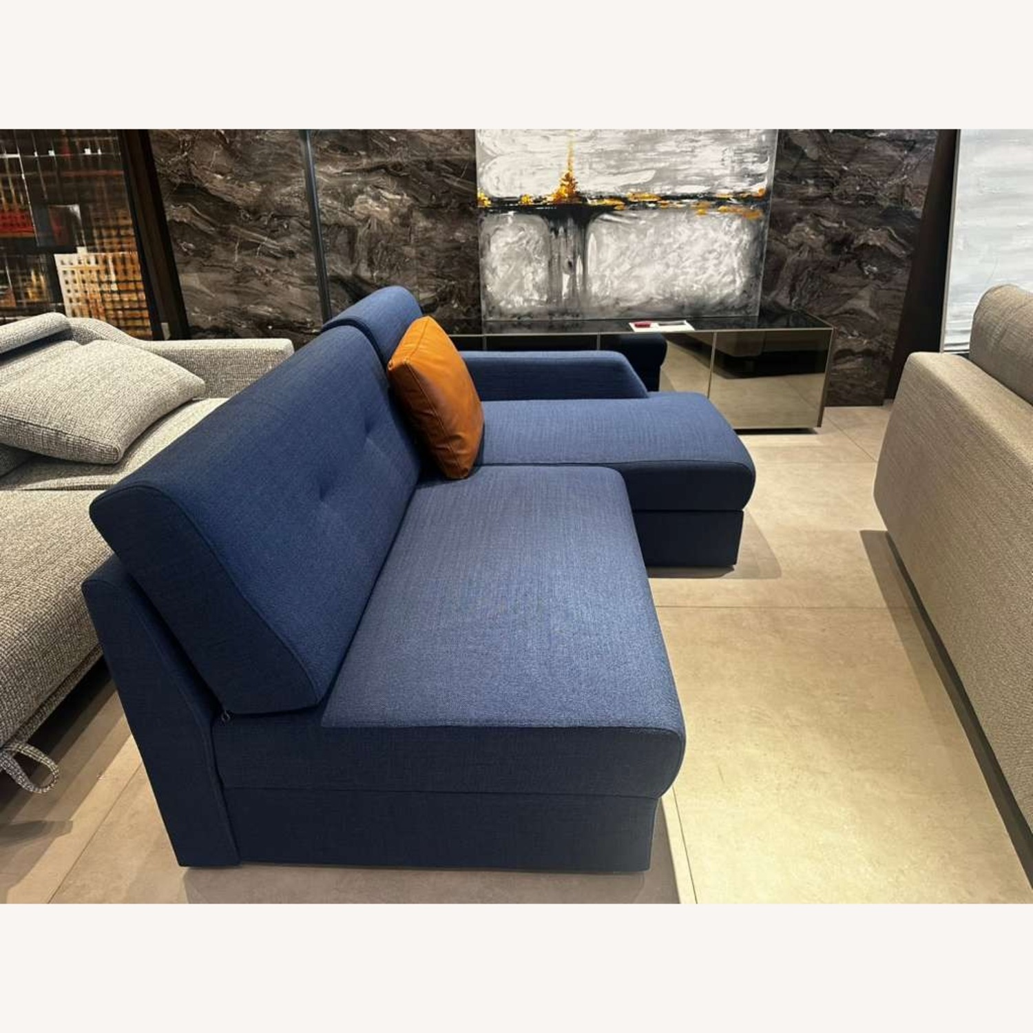 Lazzoni Goci Blue Fabric 2 Piece Sectional - image-4