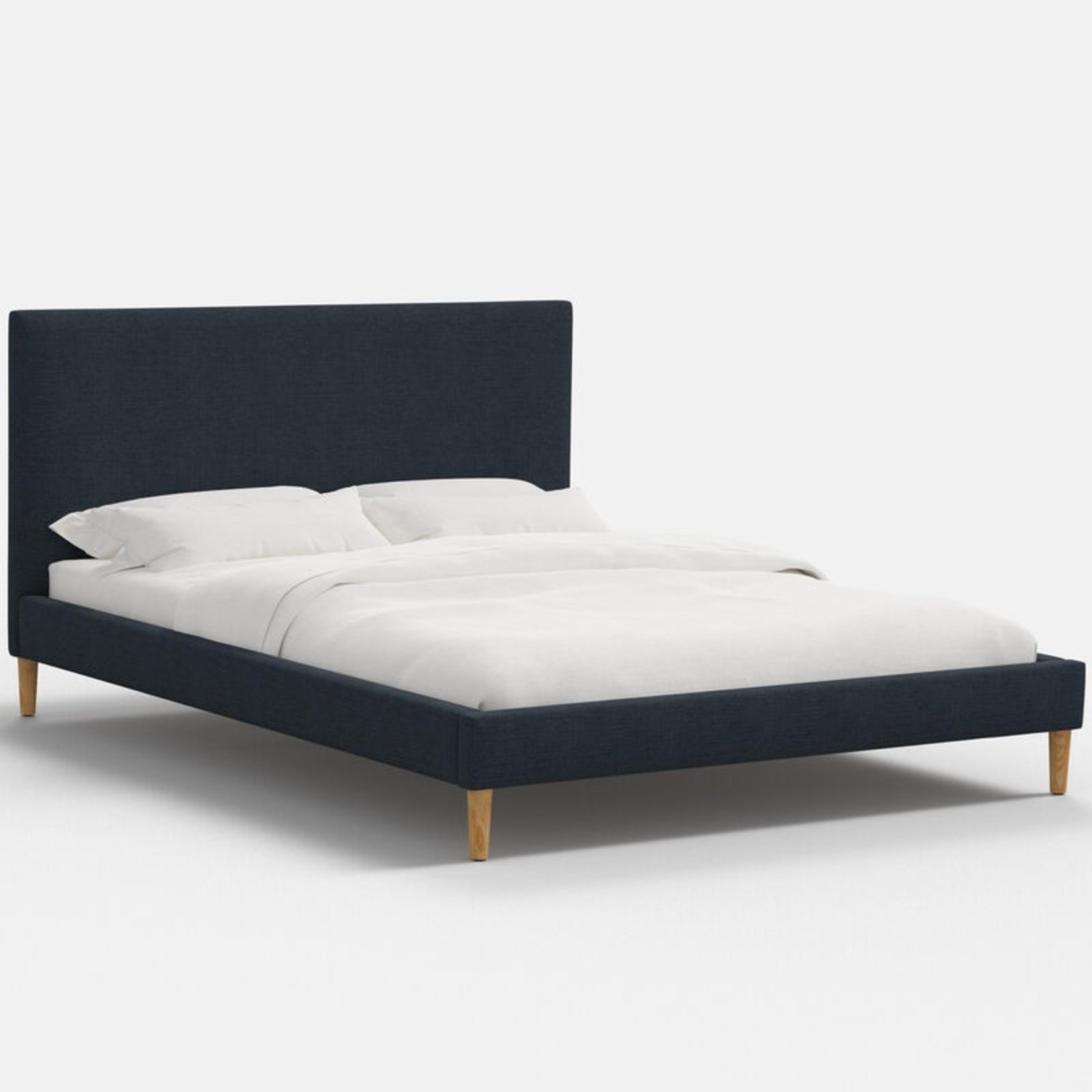 Navy Blue Velvet Upholstered Queen Platform Bed  - image-8