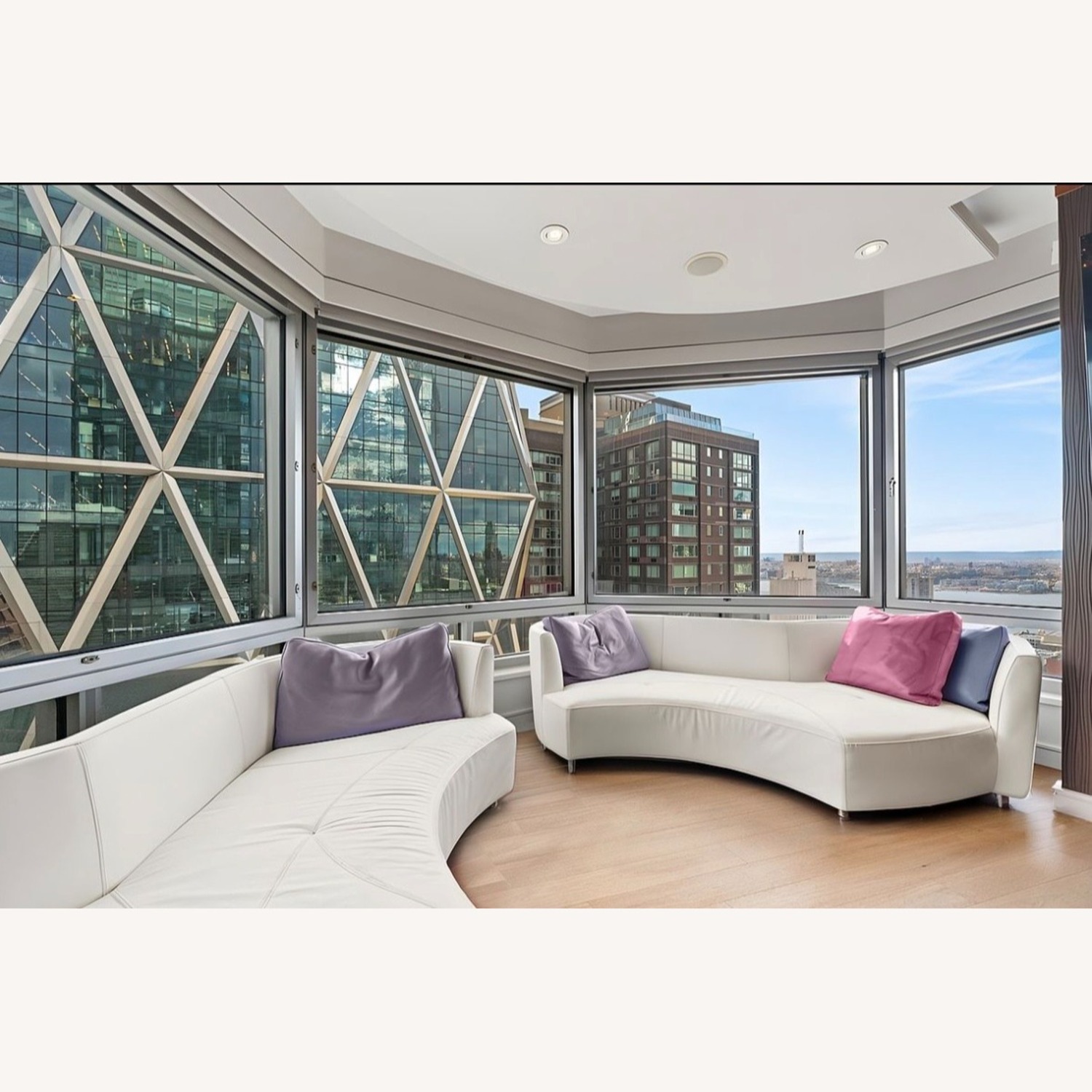 Roche Bobois Tangram White Leather Sofas - image-4