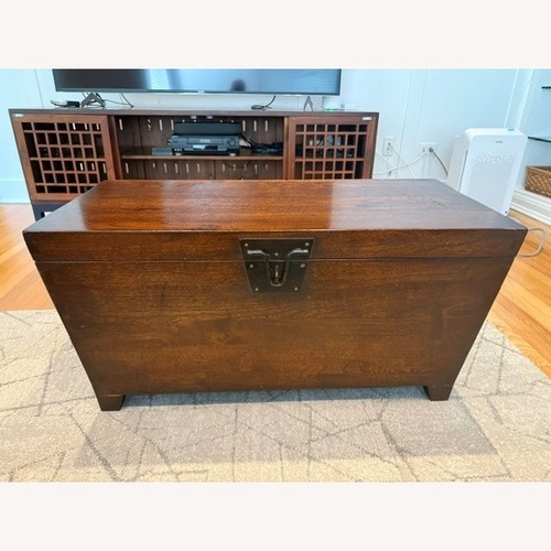 Used Pottery Barn Cairo Wood Chest/Coffee Table for sale on AptDeco