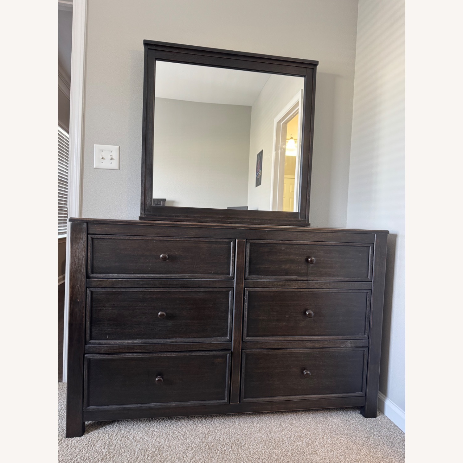 Dark Brown Wood Dresser - image-1