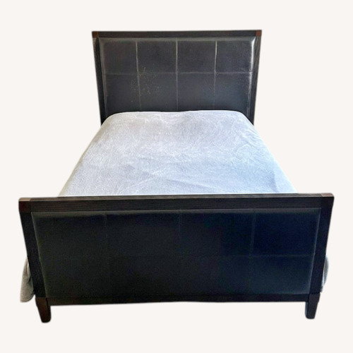 Used Bloomingdale's Dark Brown Wood Queen Bed for sale on AptDeco
