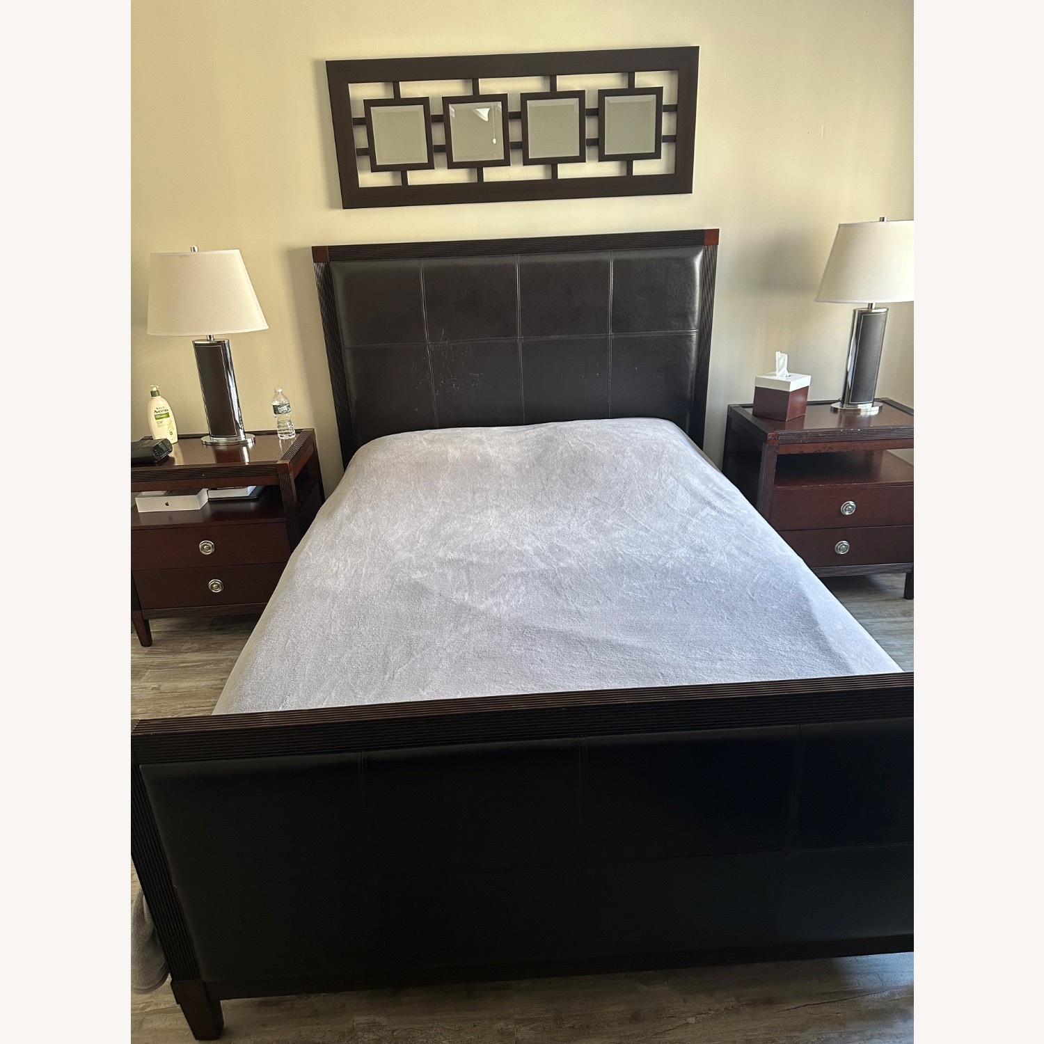 Bloomingdale's Dark Brown Wood Queen Bed - image-1